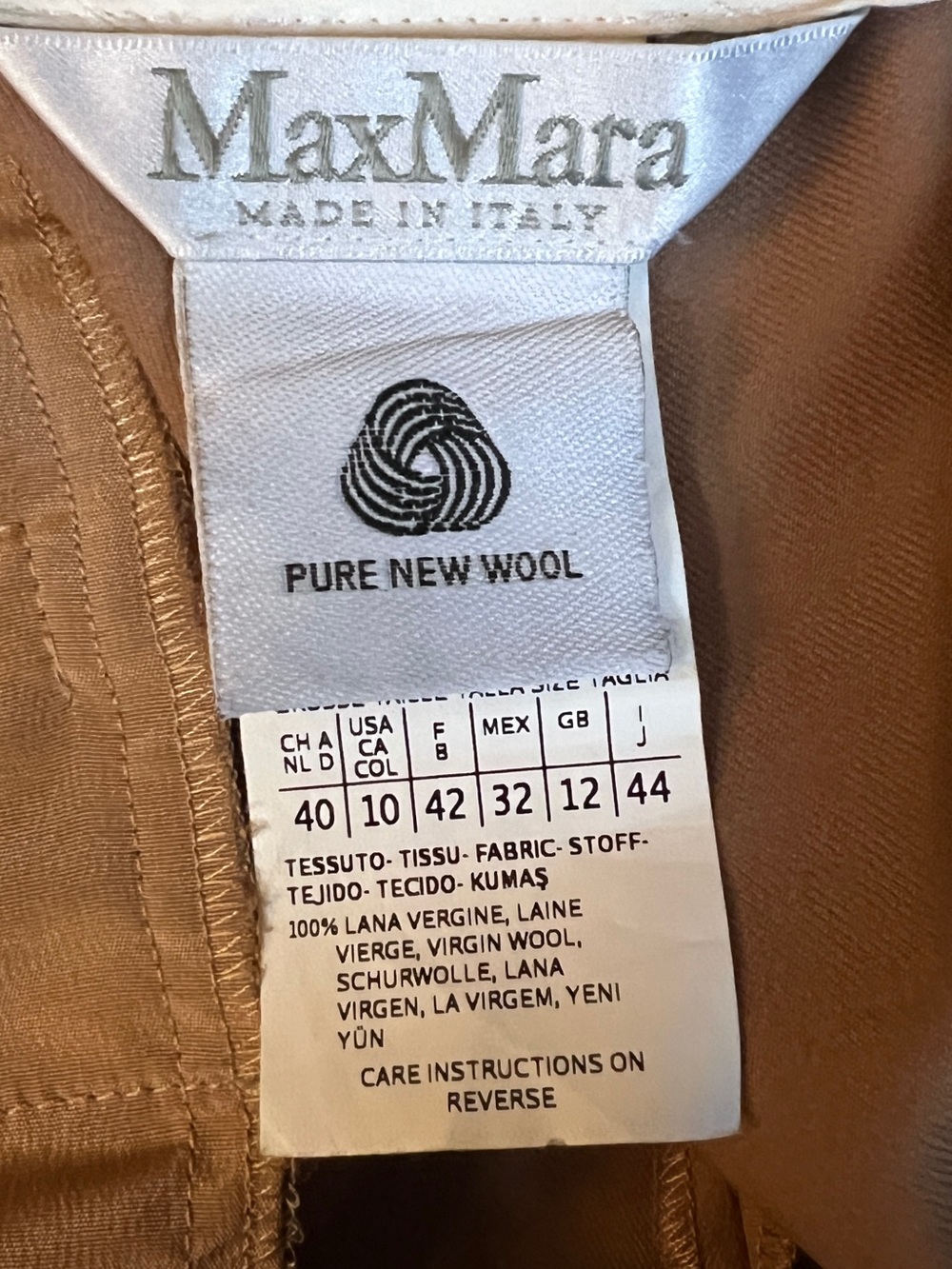 Classic Max Mara Women’s Slacks New Wool Tan Made in Italy | Size US 10